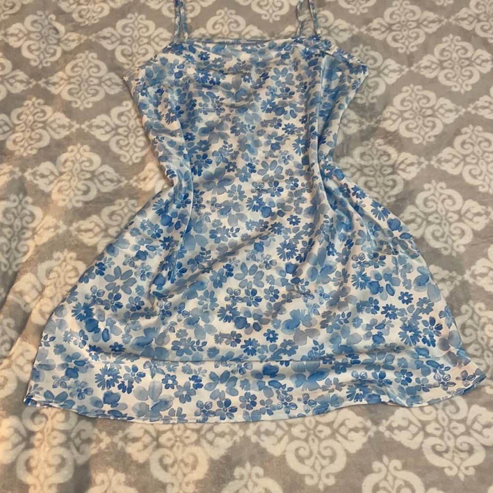 NWOT Forever 21 Blue Flower Slip Dress - Picture 3 of 5